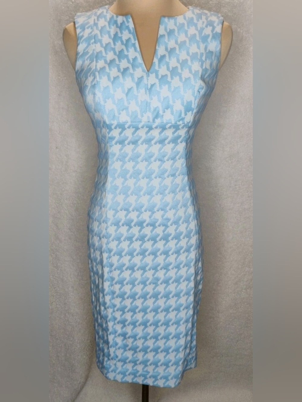 Calvin Klein Light Blue Houndstooth Sheath Dress - Size 2P